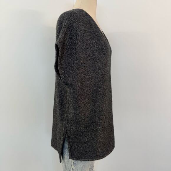 Neiman Marcus Cashmere Pullover Sweater Tunic Dolman Sleeve Dark Gray Silver M - Picture 5 of 10